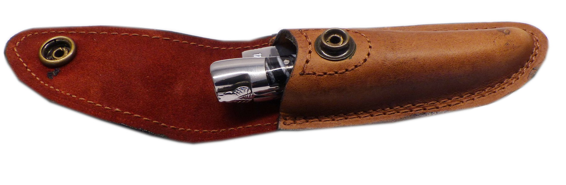 LAGUIOLE en Aubrac Original Taschenmesser Griff Mammutbackenzahn mit Gürtel Ledertasche aus Büffelleder