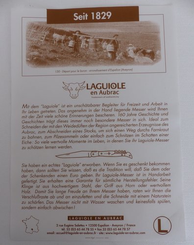 LAGUIOLE en Aubrac Original Taschenmesser Griffschalen Ebenholz