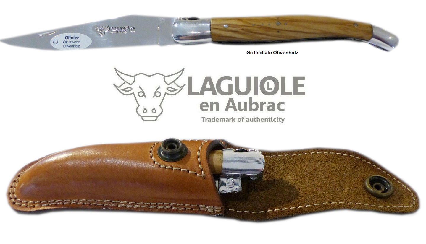 LAGUIOLE en Aubrac Original Taschenmesser Griffschalen aus Olivenholz 
