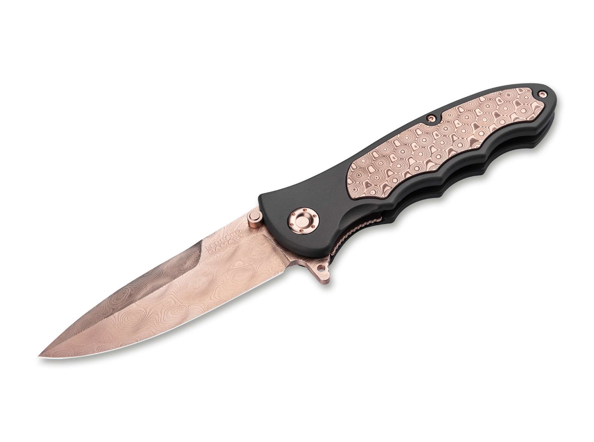 Böker Solingen Damast Taschenmesser Leopard Rosegold 